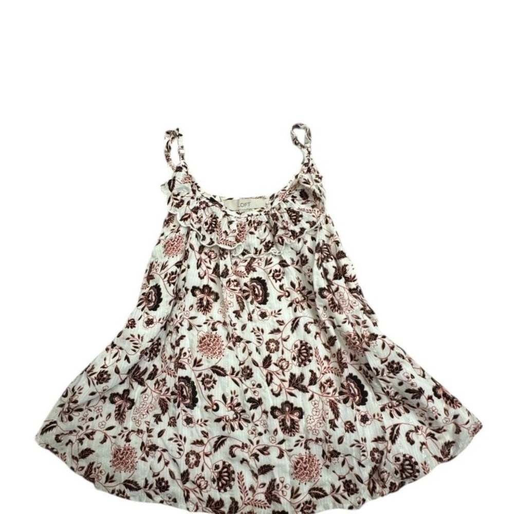 Y2K Baby Doll Ann Taylor LOFT Fluttery Floral Cami ✨ Sparkle Ruffle Top Medium